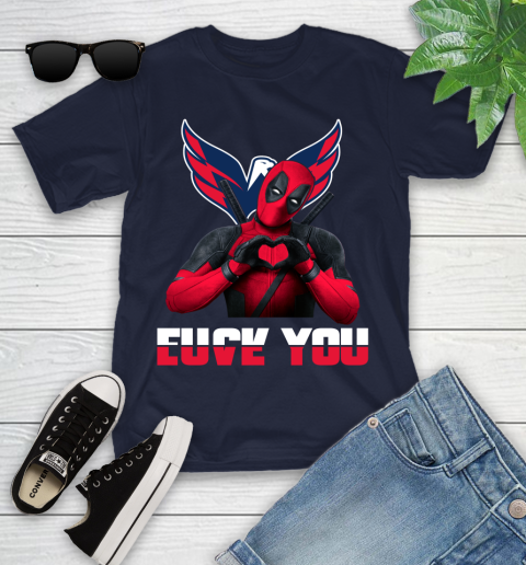 NHL Washington Capitals Deadpool Love You Fuck You Hockey Sports Youth T-Shirt 2
