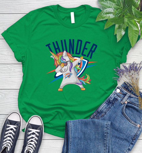 Oklahoma City Thunder NBA Basketball Funny Unicorn Dabbing Sports Women's T-Shirt 6