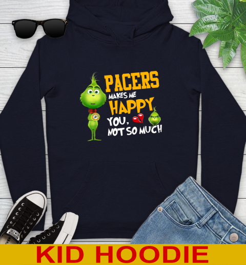 NBA Indiana Pacers Makes Me Happy You Not So Much Grinch Basketball Sports Youth Hoodie 3