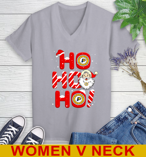 Indiana Pacers NBA Basketball Ho Ho Ho Santa Claus Merry Christmas Shirt Women's V-Neck T-Shirt 4