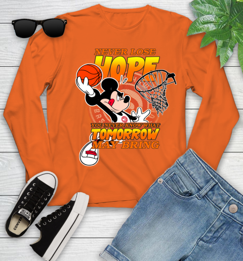 Atlanta Hawks NBA Basketball Mickey Disney Never Lose Hope Youth Long Sleeve 3