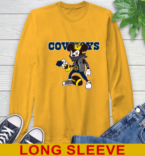 Dallas Cowboys NFL Football Mickey Peace Sign Sports Long Sleeve T-Shirt 4 Dallas Cowboys NFL Football Mickey Peace Sign Sports Long Sleeve T-Shirt - Image 4