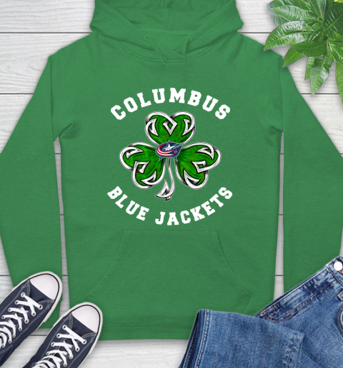 NHL Columbus Blue Jackets Three Leaf Clover St Patrick's Day Hockey Sports Hoodie 8