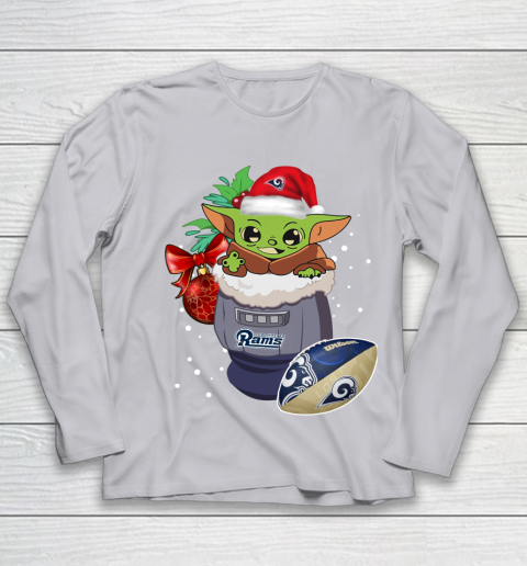 Los Angeles Rams Christmas Baby Yoda Star Wars Funny Happy NFL Youth Long Sleeve 5