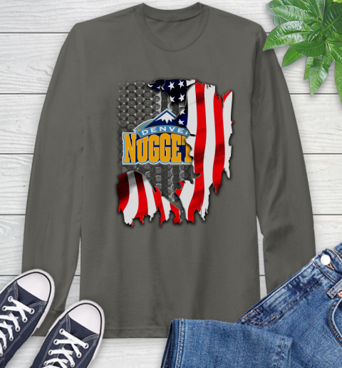 Denver Nuggets NBA Basketball American Flag Long Sleeve T-Shirt 9