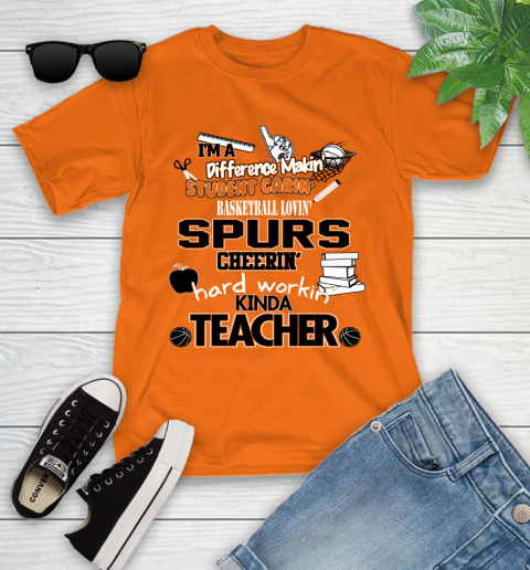San Antonio Spurs NBA I'm A Difference Making Student Caring Basketball Loving Kinda Teacher Youth T-Shirt 9