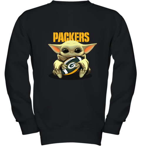 Baby Yoda Loves The Green Bay Packers Star Wars NFL Youth Sweatshirt