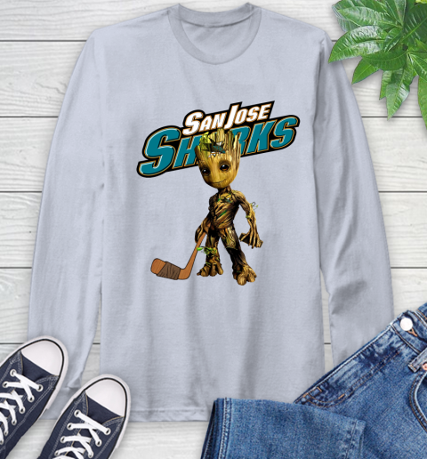 San Jose Sharks NHL Hockey Groot Marvel Guardians Of The Galaxy Long Sleeve T-Shirt 6