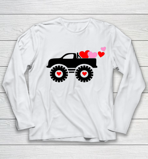 Valentine Monster Truck Loads of Love Hearts Shirt Gift Youth Long Sleeve
