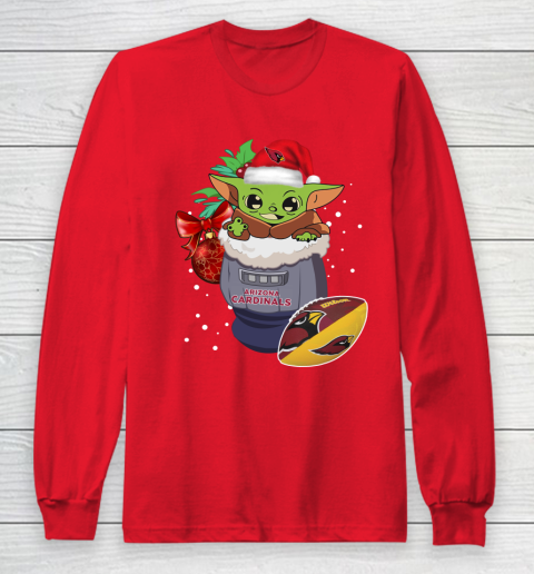 Arizona Cardinals Christmas Baby Yoda Star Wars Funny Happy NFL Long Sleeve T-Shirt 10