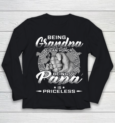 Grandpa Funny Gift Apparel  Mens Being Grandpa Is An Honor Being Papa Is Priceless Youth Long Sleeve