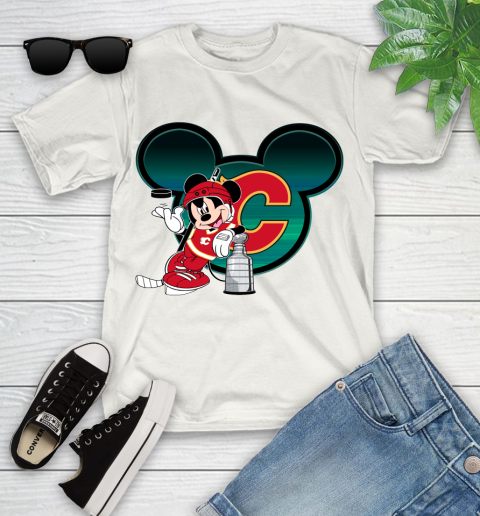 NHL Calgary Flames Stanley Cup Mickey Mouse Disney Hockey T Shirt Youth T-Shirt