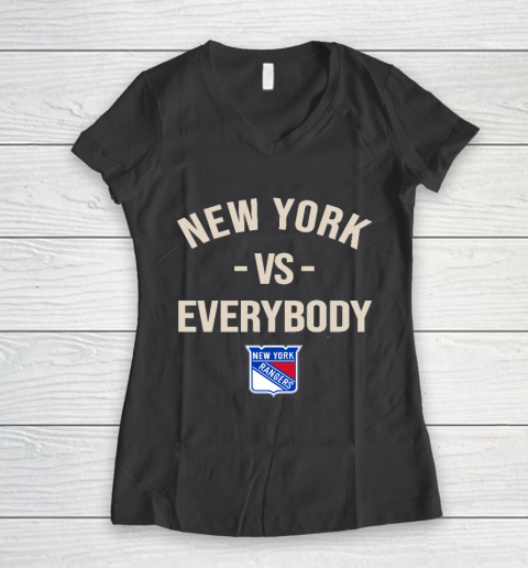 New York Rangers Vs Everybody Women's V-Neck T-Shirt 6
