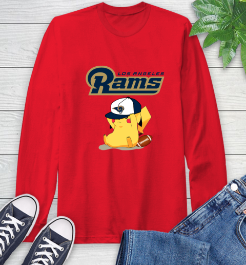 NFL Pikachu Football Sports Los Angeles Rams Long Sleeve T-Shirt 10