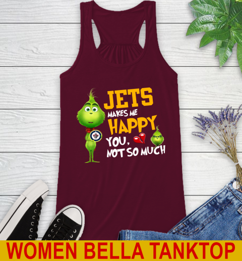 NHL Winnipeg Jets Makes Me Happy You Not So Much Grinch Hockey Sports Racerback Tank - Image 3