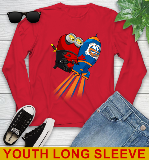 NHL Hockey New York Islanders Deadpool Minion Marvel Shirt Youth Long Sleeve 11