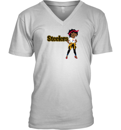 Betty Boop Pittsburgh Steelers V-Neck T-Shirt
