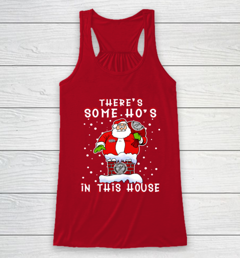 San Antonio Spurs Christmas There Is Some Hos In This House Santa Stuck In The Chimney NBA Racerback Tank 4