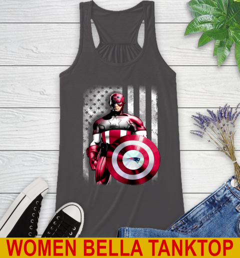 New England Patriots NFL Football Captain America Marvel Avengers American Flag Shirt Racerback Tank 10