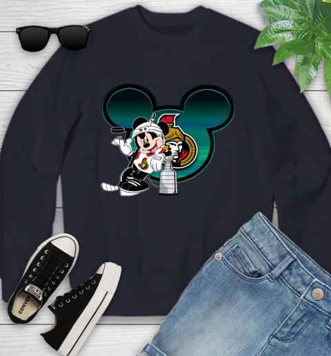 NHL Ottawa Senators Stanley Cup Mickey Mouse Disney Hockey T Shirt Youth Sweatshirt 3