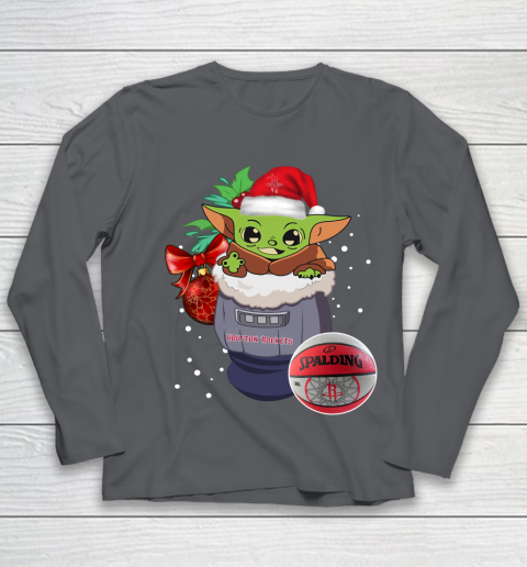 Houston Rockets Christmas Baby Yoda Star Wars Funny Happy NBA Youth Long Sleeve 8