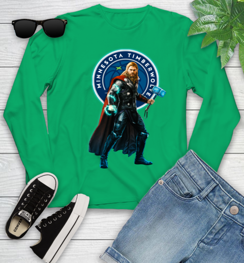 NBA Thor Avengers Endgame Basketball Minnesota Timberwolves Youth Long Sleeve 6