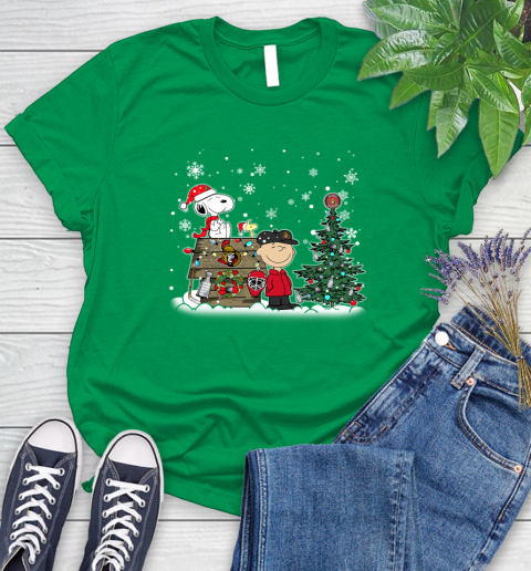 NHL Ottawa Senators Snoopy Charlie Brown Woodstock Christmas Stanley Cup Hockey Women's T-Shirt 9