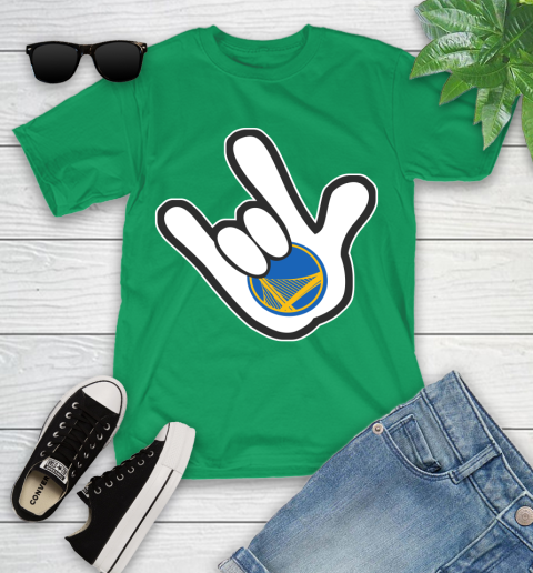 Golden State Warriors NBA Basketball Mickey Rock Hand Disney Youth T-Shirt 6