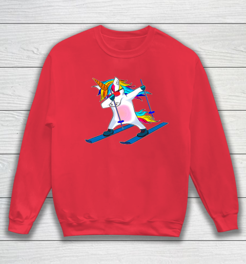 Skiing Unicorn Dabbing Funny Gift Sweatshirt 8