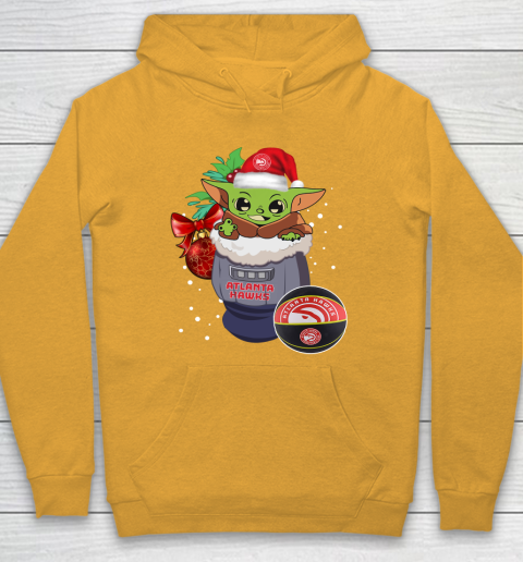 Atlanta Hawks Christmas Baby Yoda Star Wars Funny Happy NBA Hoodie 3
