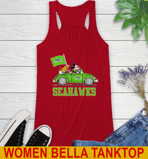 NFL Football Seattle Seahawks Pluto Mickey Driving Disney Shirt Racerback Tank 6