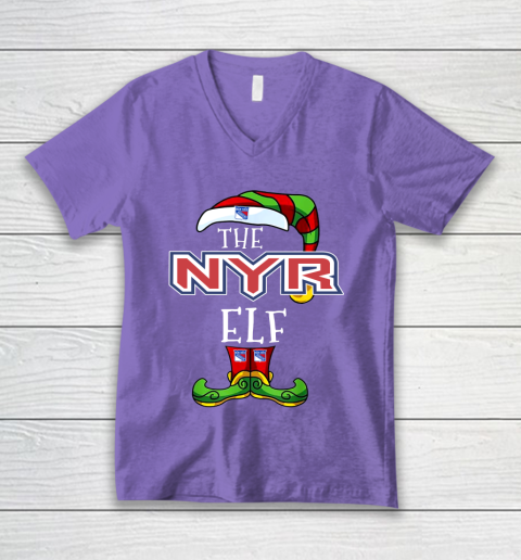 New York Rangers Christmas ELF Funny NHL V-Neck T-Shirt 8