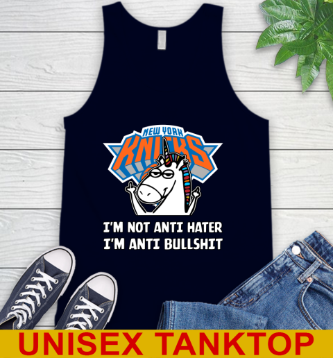 New York Knicks NBA Basketball Unicorn I'm Not Anti Hater I'm Anti Bullshit Tank Top 3