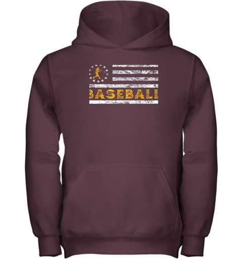 t5qv baseball lovers vintage american betsy ross flag softball youth hoodie 43 front maroon