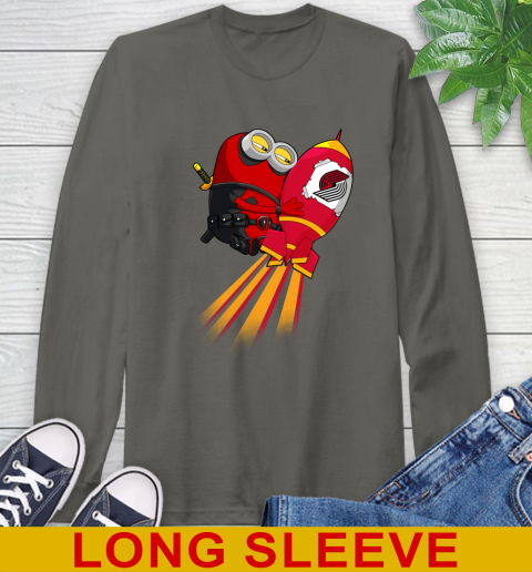 NBA Basketball Portland Trail Blazers Deadpool Minion Marvel Shirt Long Sleeve T-Shirt 10