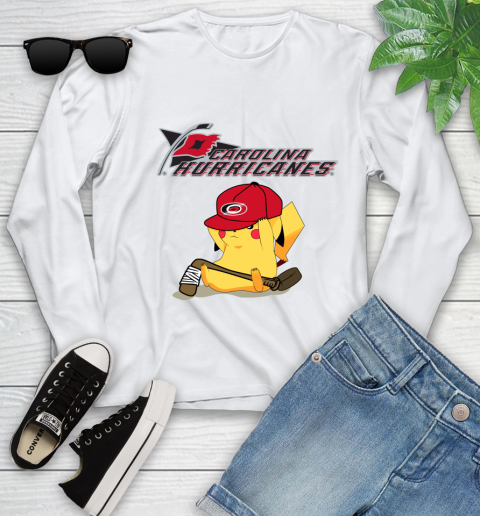 NHL Pikachu Hockey Sports Carolina Hurricanes Youth Long Sleeve