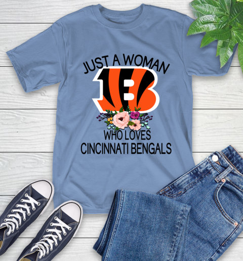 NFL Just A Woman Who Loves Cincinnati Bengals Football Sports T-Shirt 11