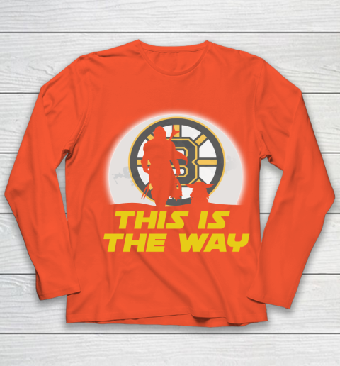 Boston Bruins NHL Ice Hockey Star Wars Yoda And Mandalorian This Is The Way Youth Long Sleeve 3