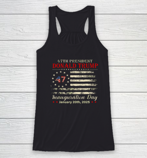 President Donald Trump Inauguration Day 2025 Vintage US Flag Racerback Tank
