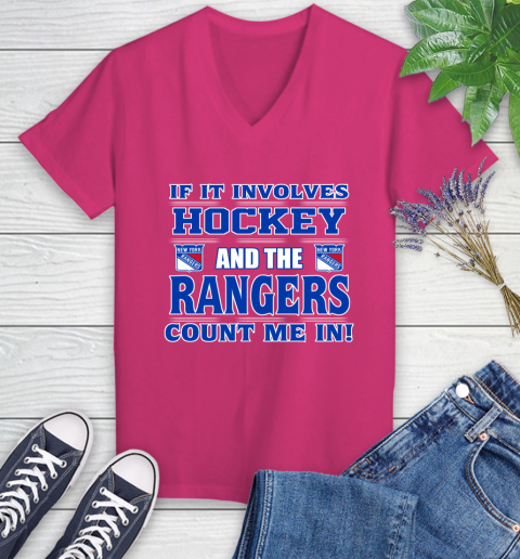 NHL If It Involves Hockey And The New York Rangers Count Me In Sports Women's V-Neck T-Shirt 9