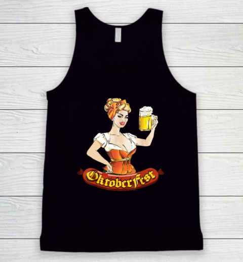 Barmaid Oktoberfest Dirndl Bratwurst German Woman Costume T Shirt Tank Top