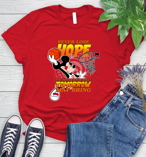 Atlanta Hawks NBA Basketball Mickey Disney Never Lose Hope Women's T-Shirt 13