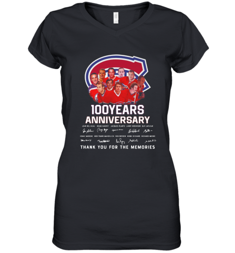 100 Years Anniversary Montreal Canadiens Thank You For The Memories Women's V-Neck T-Shirt