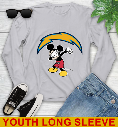 San Diego Chargers NFL Football Dabbing Mickey Disney Sports Youth Long Sleeve 6