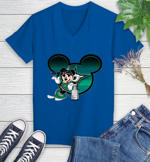 NHL Dallas Stars Stanley Cup Mickey Mouse Disney Hockey T Shirt Women's V-Neck T-Shirt 10