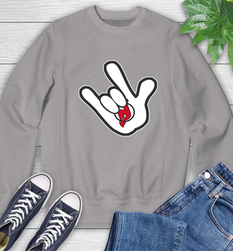 New Jersey Devils NHL Hockey Mickey Rock Hand Disney Sweatshirt 5