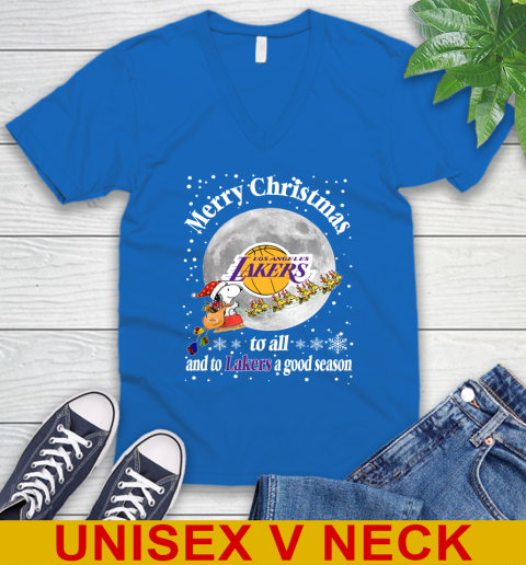 Los Angeles Lakers Merry Christmas To All And To Lakers A Good Season NBA Basketball Sports V-Neck T-Shirt - Image 6