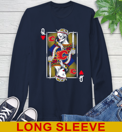 NHL Hockey Calgary Flames The Queen Of Hearts Card Shirt Long Sleeve T-Shirt 3