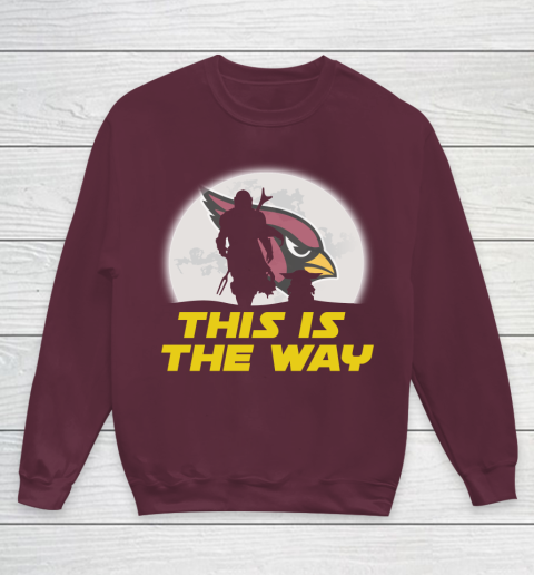 Arizona Cardinals NFL Football Star Wars Yoda And Mandalorian This Is The Way Youth Sweatshirt 4