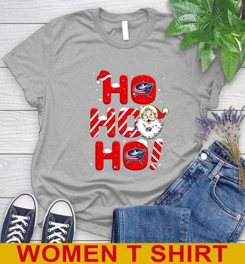 Columbus Blue Jackets NHL Hockey Ho Ho Ho Santa Claus Merry Christmas Shirt Women's T-Shirt 5